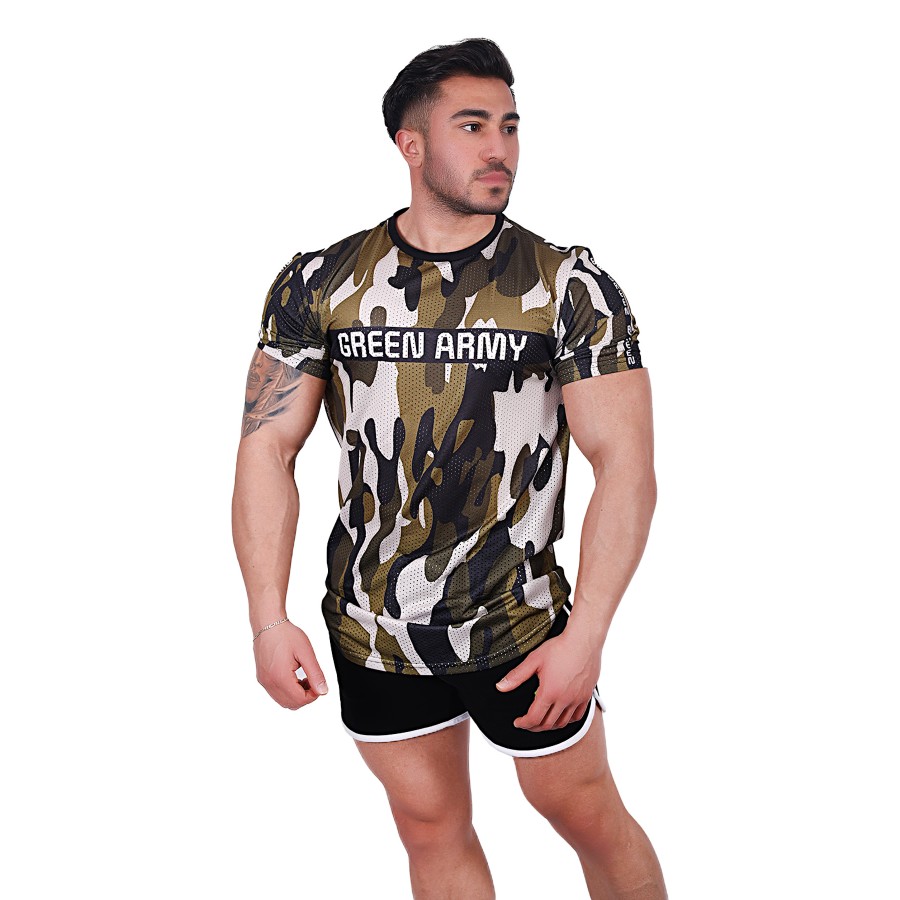 GREEN ARMY CAMOUFLAGE  FİLE T-SHİRT (YEŞİL)
