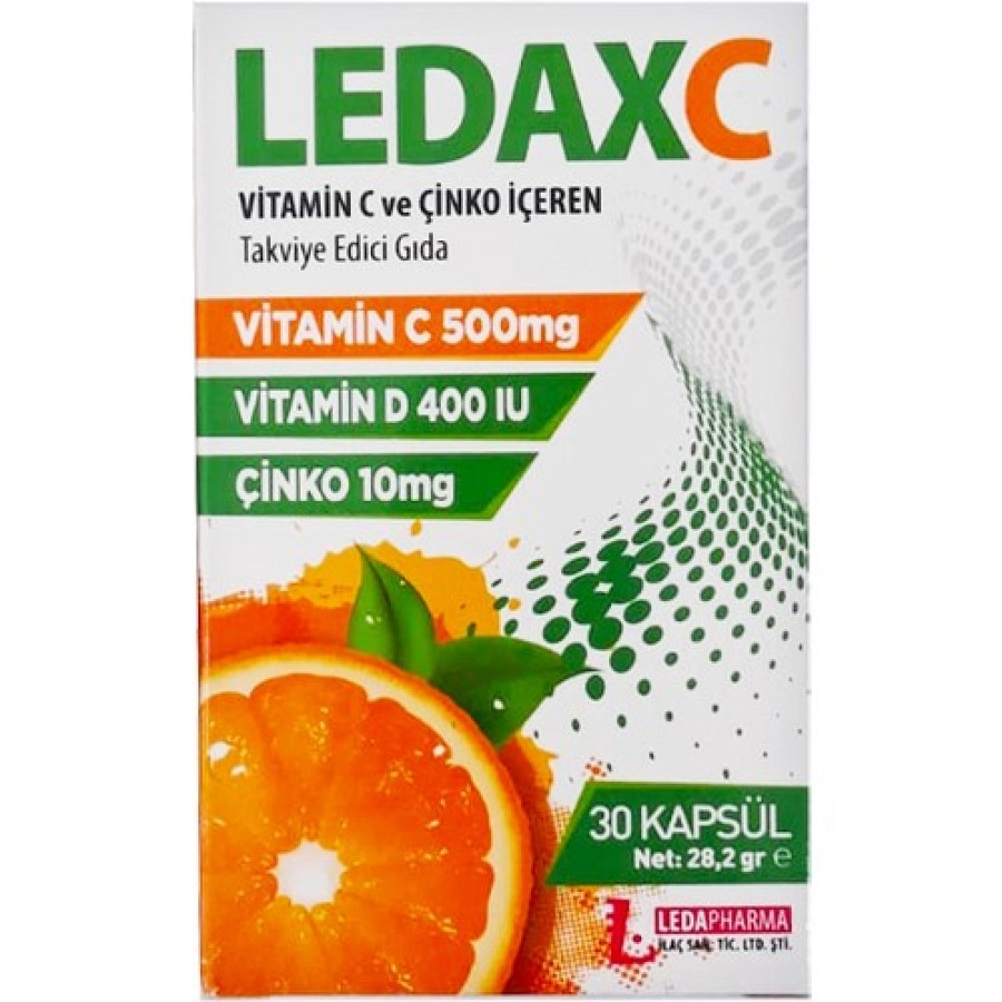 LEDAPHARMA LEDAX C VİTAMİNİ D VİTAMİNİ VE ÇİNKO (30 KAPSÜL)